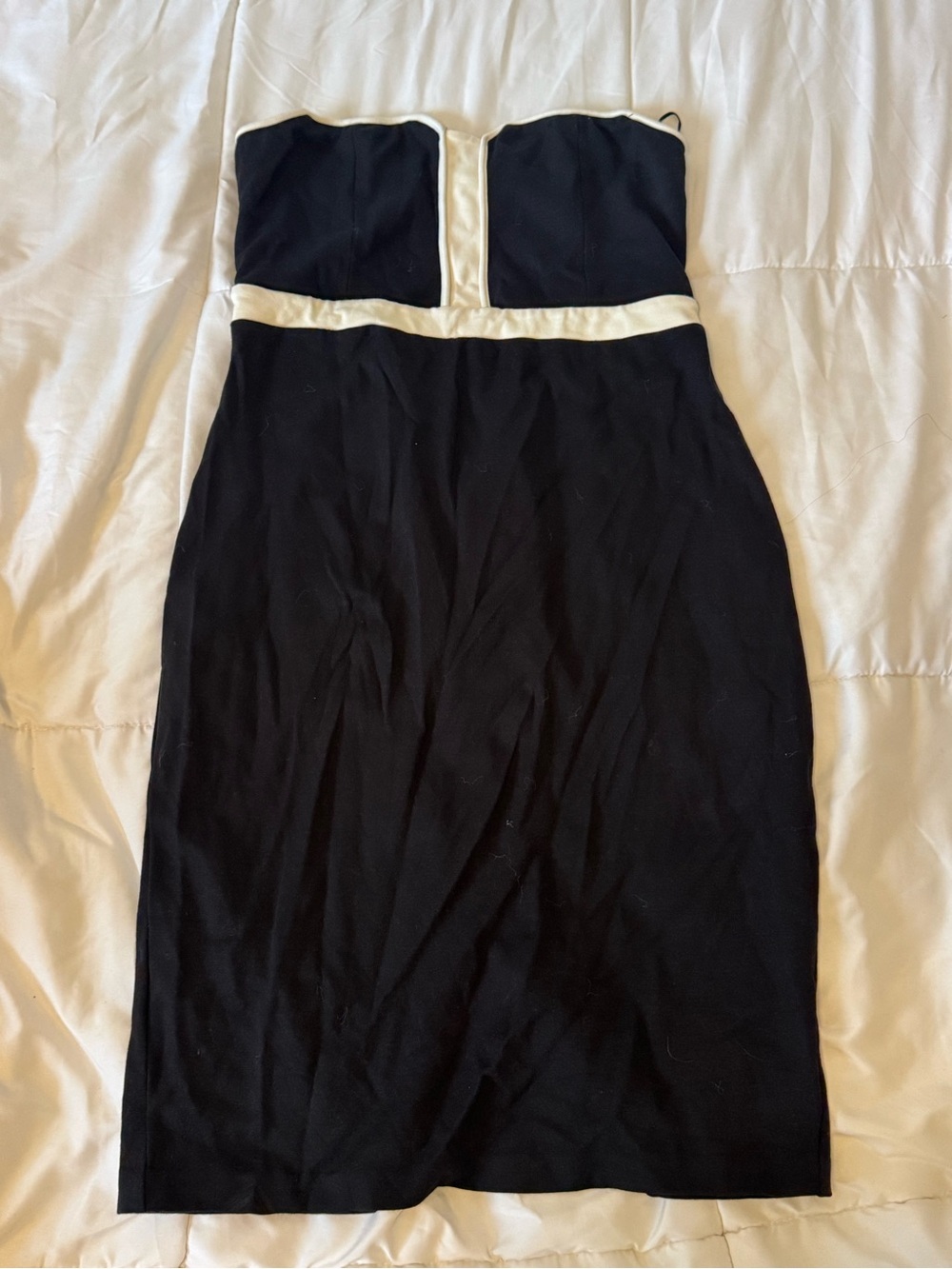 EXPRESS Strapless Black Dress with White Trim - Elegant Cocktail Dress sz 12